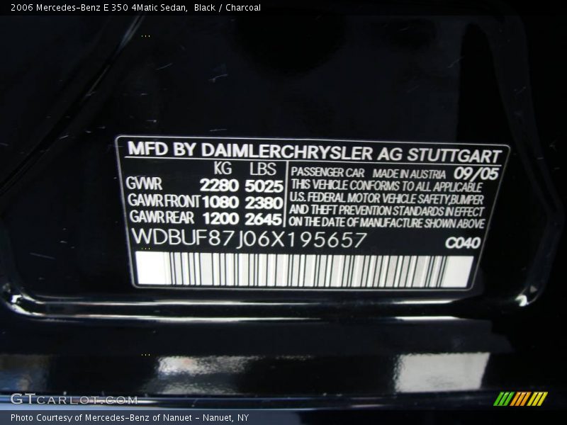 Black / Charcoal 2006 Mercedes-Benz E 350 4Matic Sedan