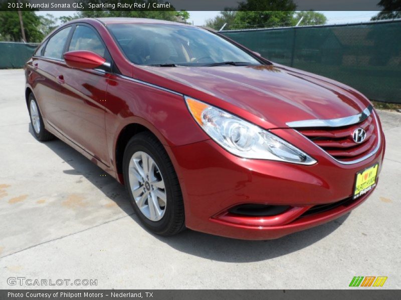 Sparkling Ruby Red / Camel 2012 Hyundai Sonata GLS