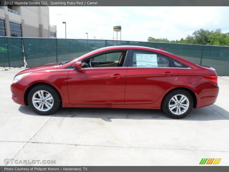 Sparkling Ruby Red / Camel 2012 Hyundai Sonata GLS