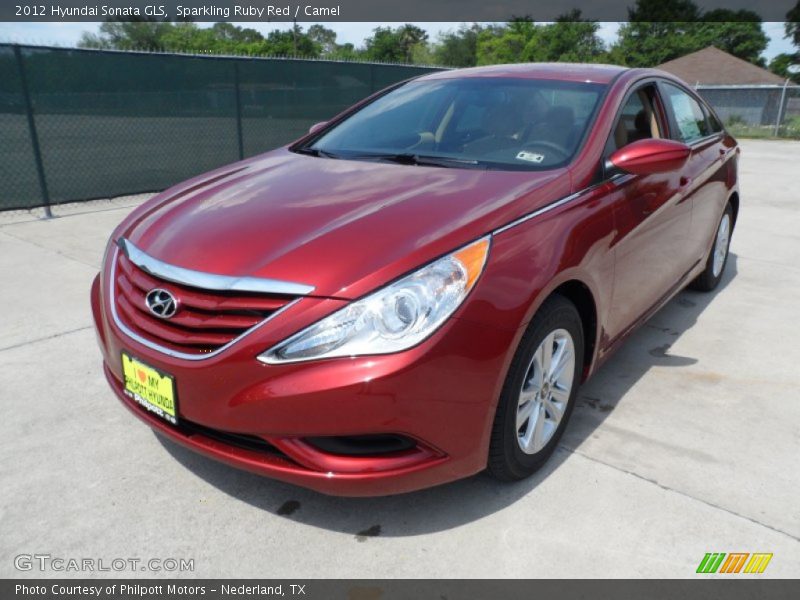 Sparkling Ruby Red / Camel 2012 Hyundai Sonata GLS
