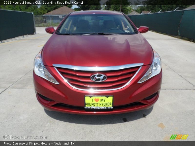 Sparkling Ruby Red / Camel 2012 Hyundai Sonata GLS