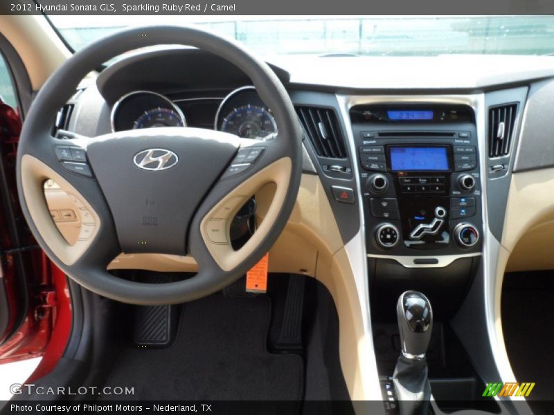 Sparkling Ruby Red / Camel 2012 Hyundai Sonata GLS