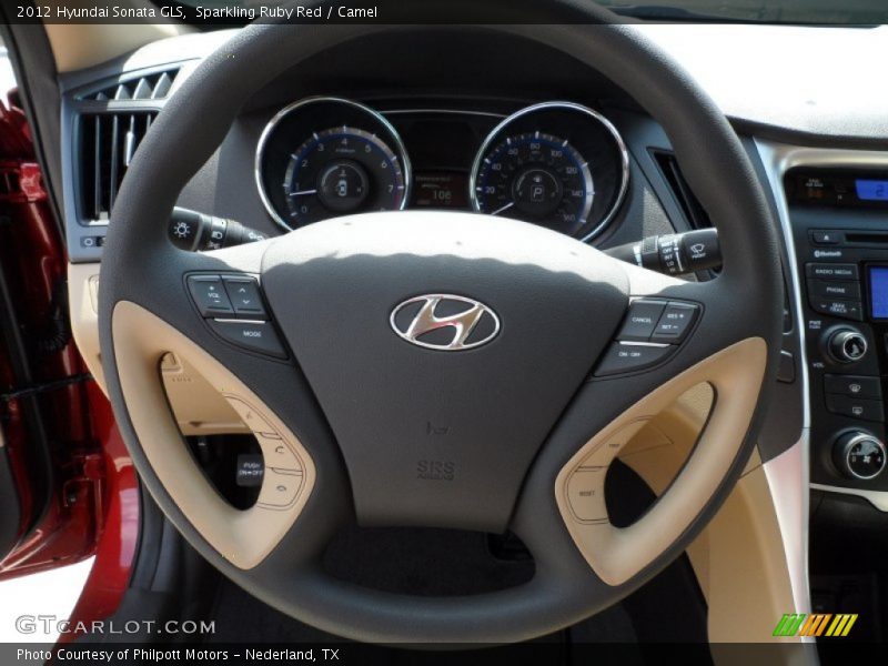 Sparkling Ruby Red / Camel 2012 Hyundai Sonata GLS