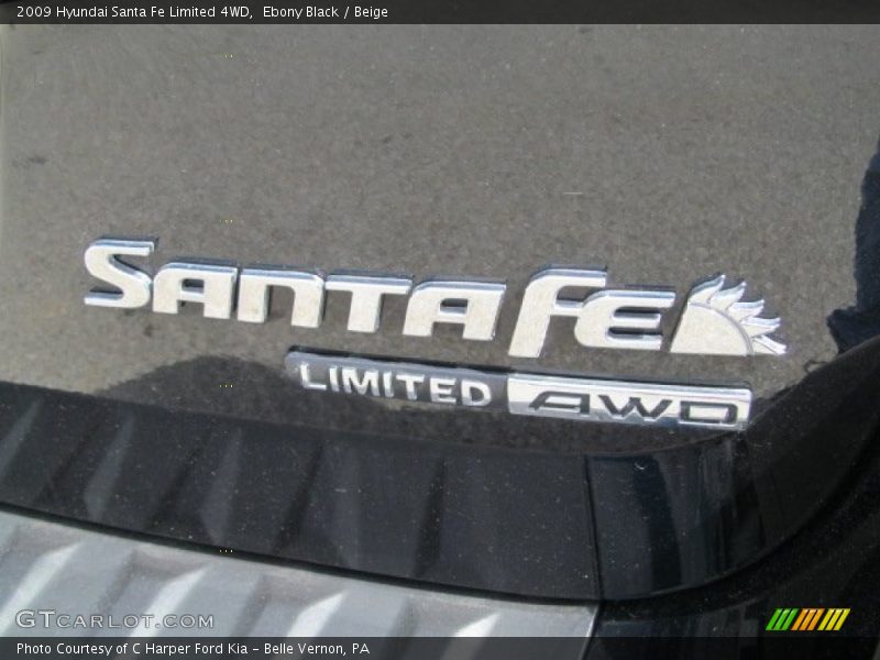 Ebony Black / Beige 2009 Hyundai Santa Fe Limited 4WD
