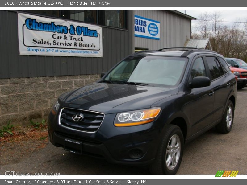 Pacific Blue Pearl / Gray 2010 Hyundai Santa Fe GLS 4WD