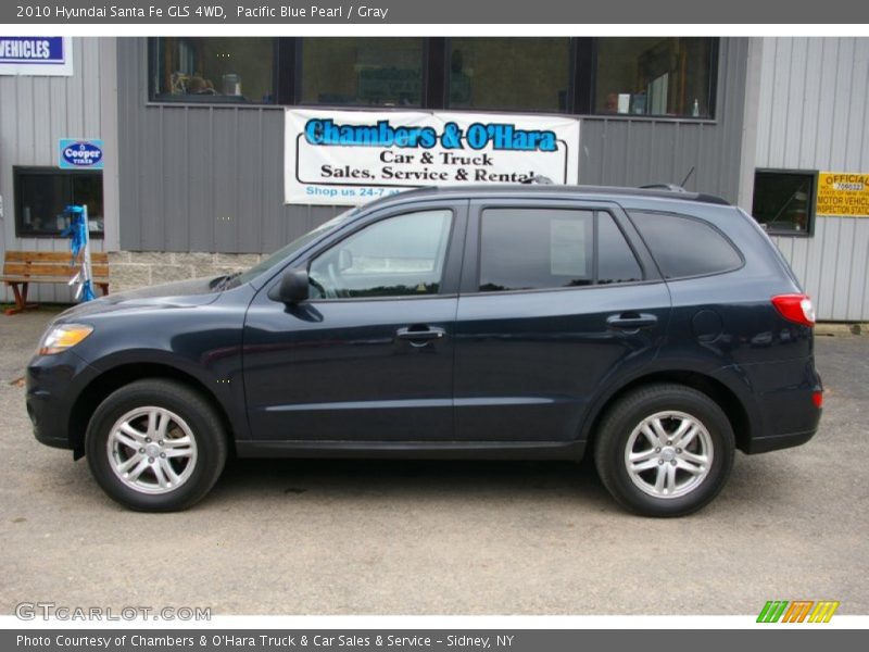 Pacific Blue Pearl / Gray 2010 Hyundai Santa Fe GLS 4WD