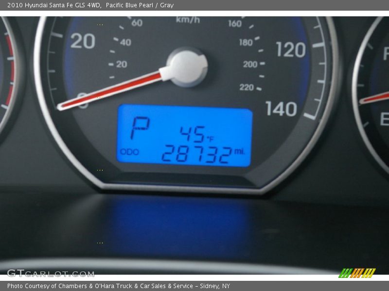 Pacific Blue Pearl / Gray 2010 Hyundai Santa Fe GLS 4WD