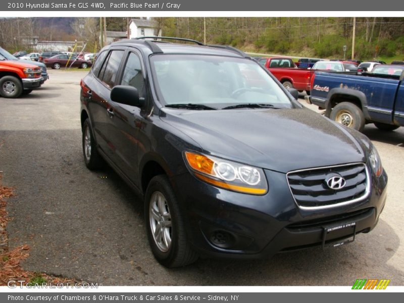 Pacific Blue Pearl / Gray 2010 Hyundai Santa Fe GLS 4WD