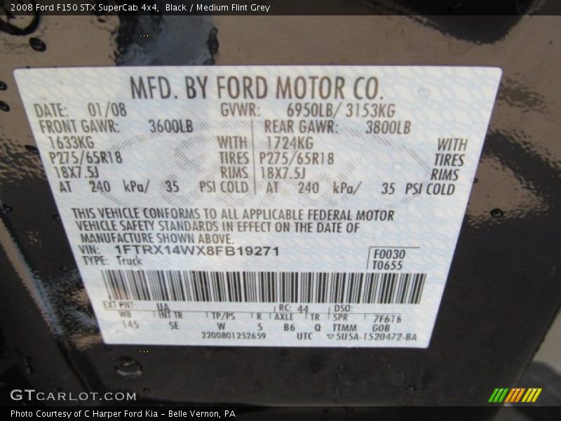 Black / Medium Flint Grey 2008 Ford F150 STX SuperCab 4x4
