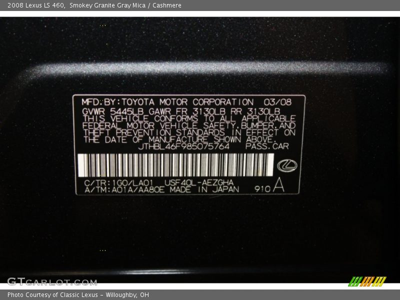 Smokey Granite Gray Mica / Cashmere 2008 Lexus LS 460