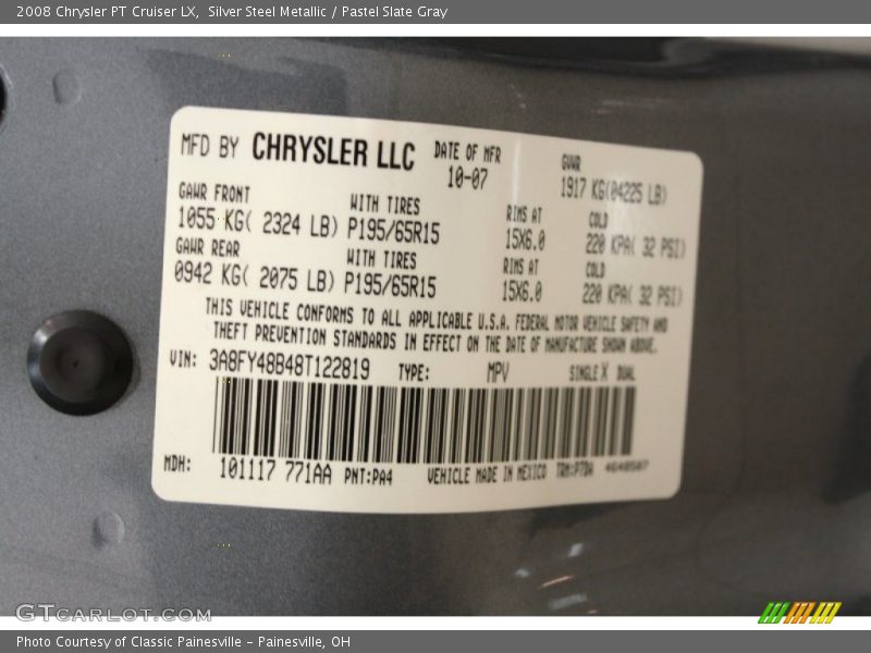 Silver Steel Metallic / Pastel Slate Gray 2008 Chrysler PT Cruiser LX
