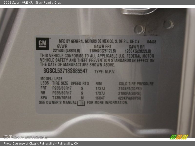Silver Pearl / Gray 2008 Saturn VUE XR