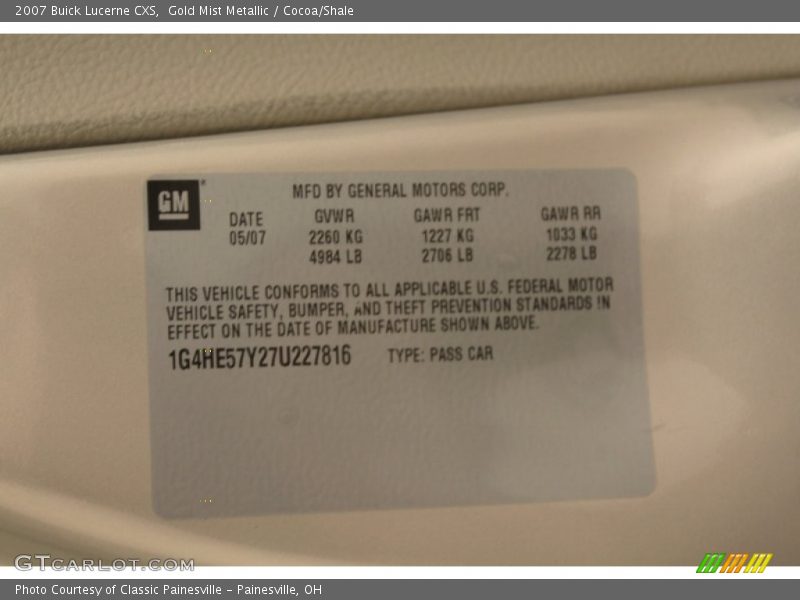 Gold Mist Metallic / Cocoa/Shale 2007 Buick Lucerne CXS