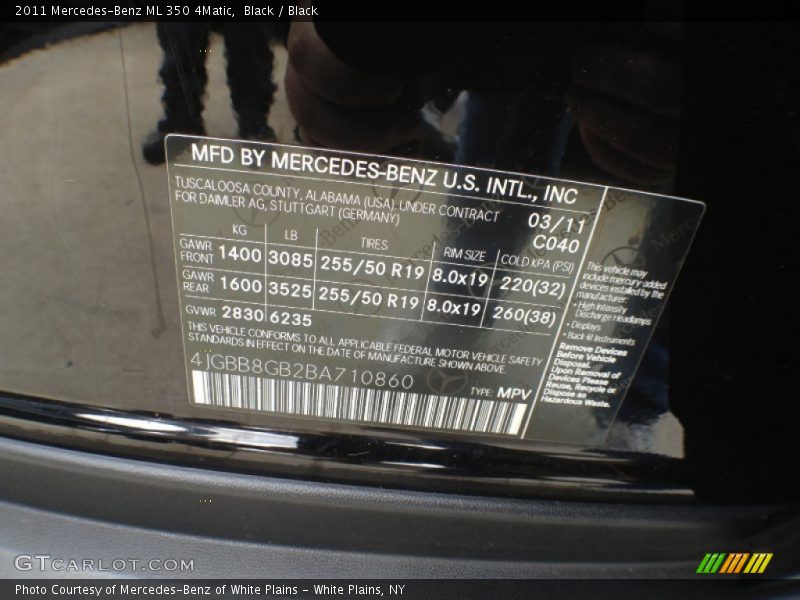 Black / Black 2011 Mercedes-Benz ML 350 4Matic