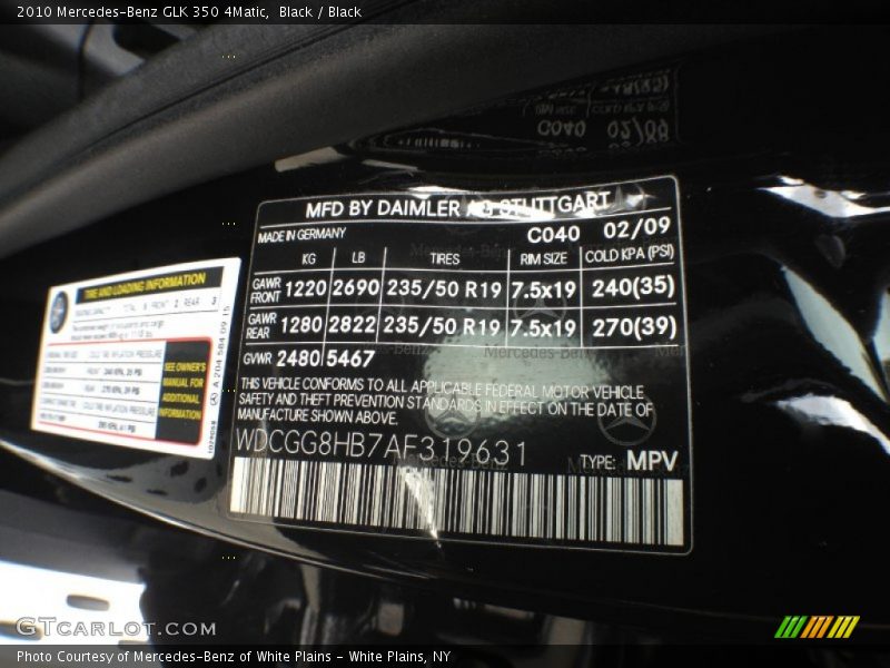 Black / Black 2010 Mercedes-Benz GLK 350 4Matic
