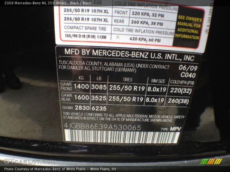 Black / Black 2009 Mercedes-Benz ML 350 4Matic