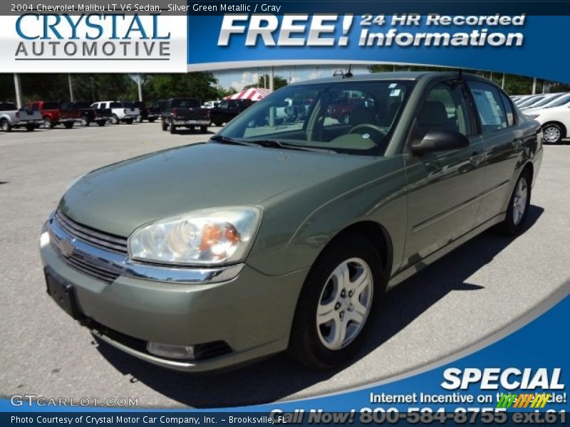 Silver Green Metallic / Gray 2004 Chevrolet Malibu LT V6 Sedan