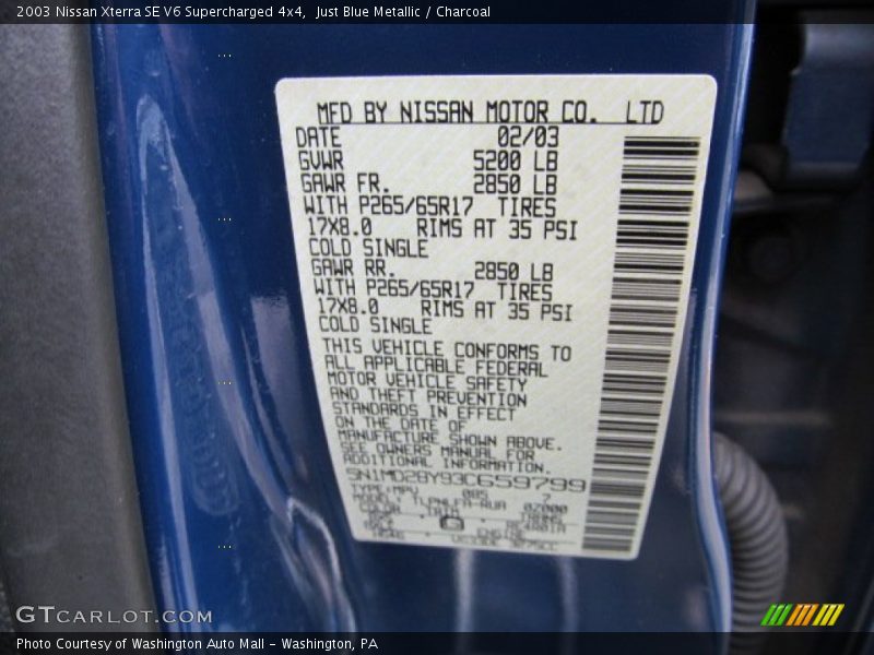 Just Blue Metallic / Charcoal 2003 Nissan Xterra SE V6 Supercharged 4x4