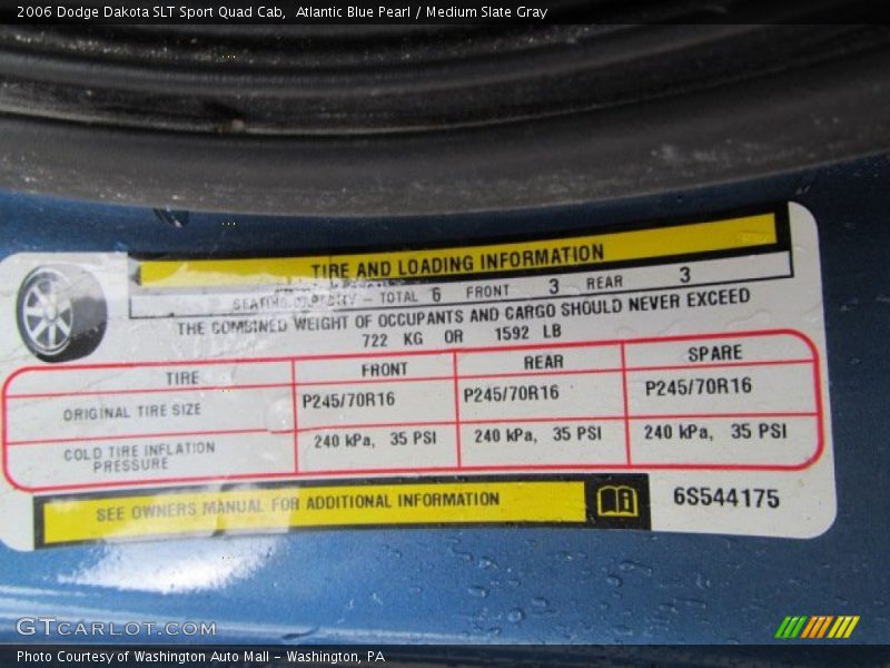 Atlantic Blue Pearl / Medium Slate Gray 2006 Dodge Dakota SLT Sport Quad Cab