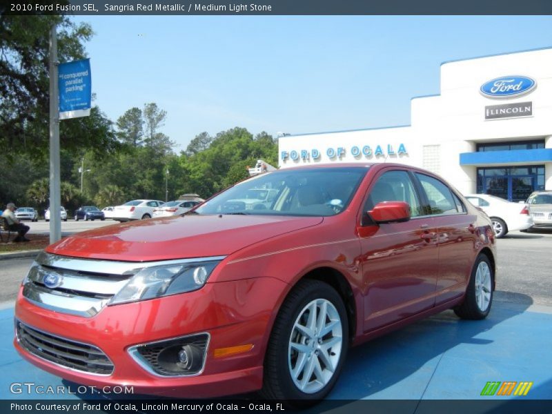 Sangria Red Metallic / Medium Light Stone 2010 Ford Fusion SEL
