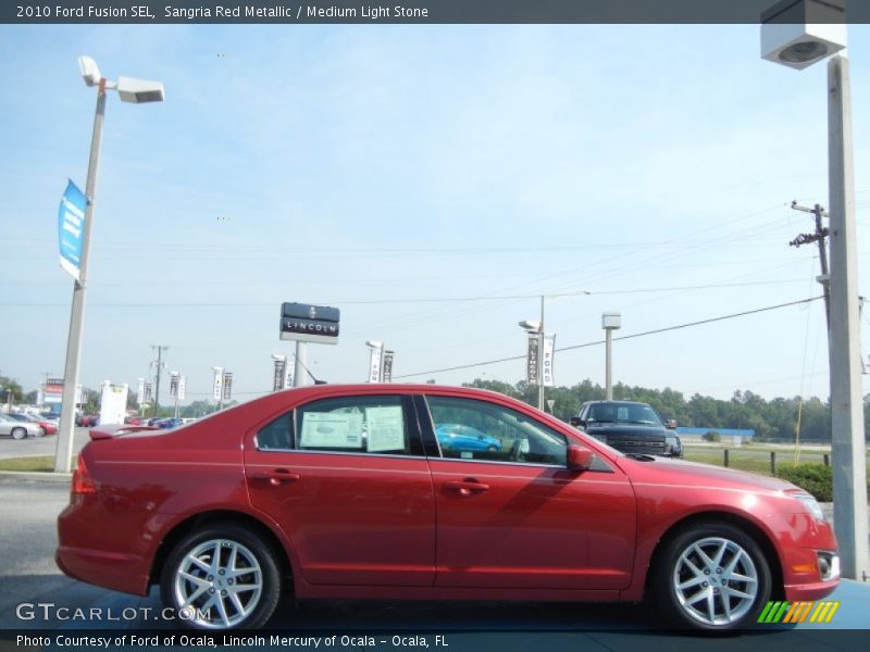 Sangria Red Metallic / Medium Light Stone 2010 Ford Fusion SEL