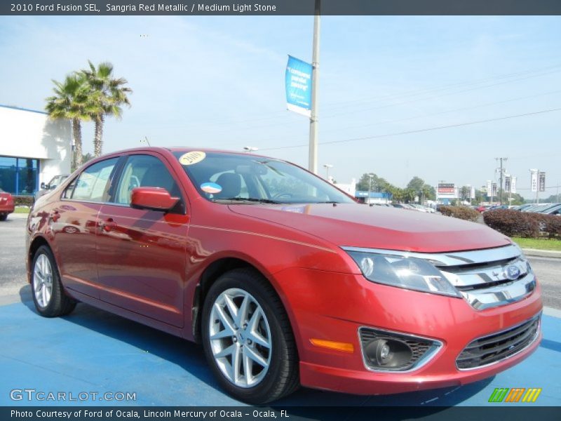 Sangria Red Metallic / Medium Light Stone 2010 Ford Fusion SEL