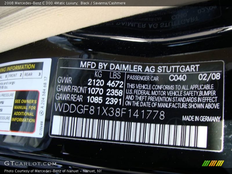 Black / Savanna/Cashmere 2008 Mercedes-Benz C 300 4Matic Luxury