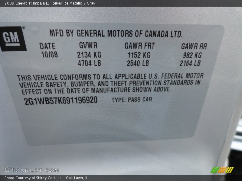 Silver Ice Metallic / Gray 2009 Chevrolet Impala LS
