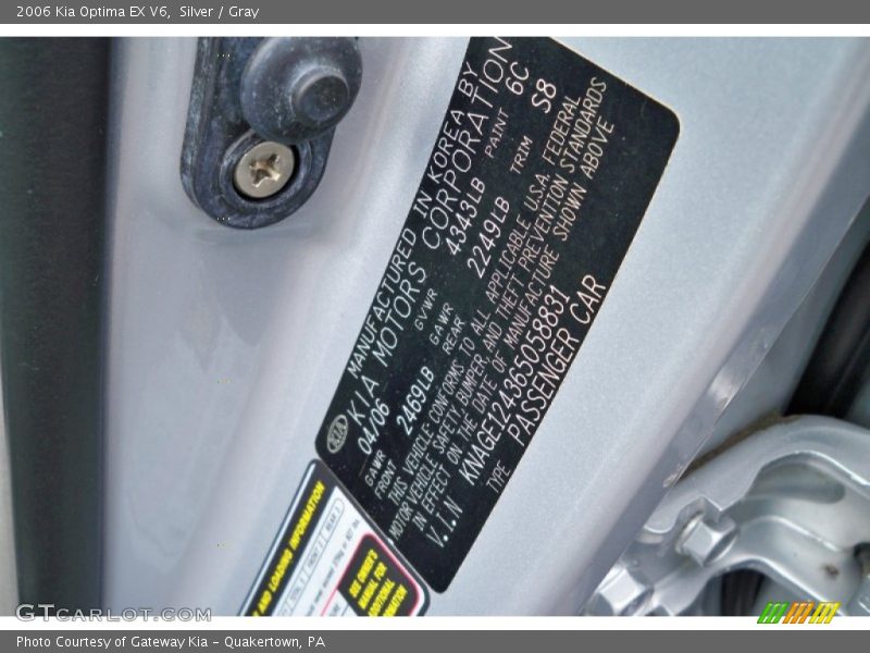 Silver / Gray 2006 Kia Optima EX V6