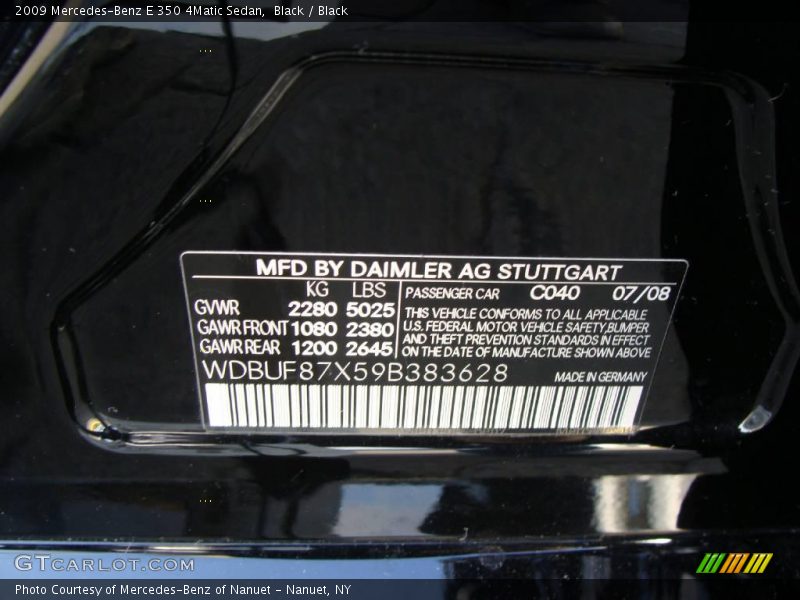 Black / Black 2009 Mercedes-Benz E 350 4Matic Sedan