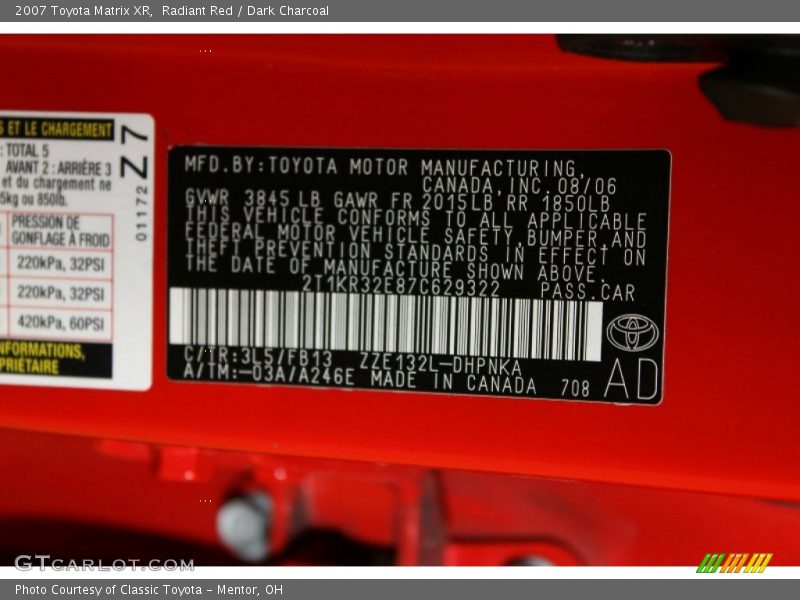 3L5 - 2007 Toyota Matrix XR