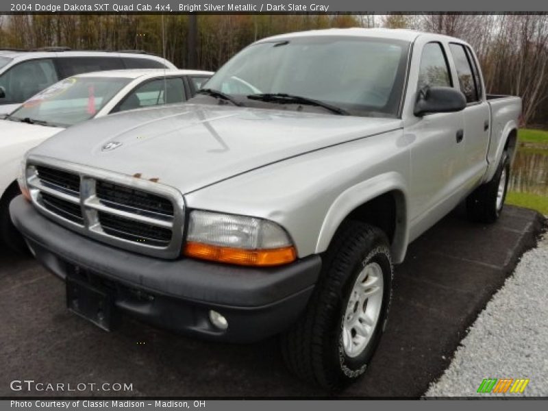 Bright Silver Metallic / Dark Slate Gray 2004 Dodge Dakota SXT Quad Cab 4x4