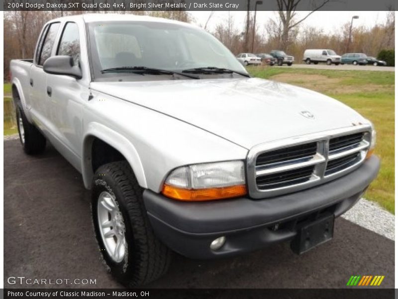 Bright Silver Metallic / Dark Slate Gray 2004 Dodge Dakota SXT Quad Cab 4x4