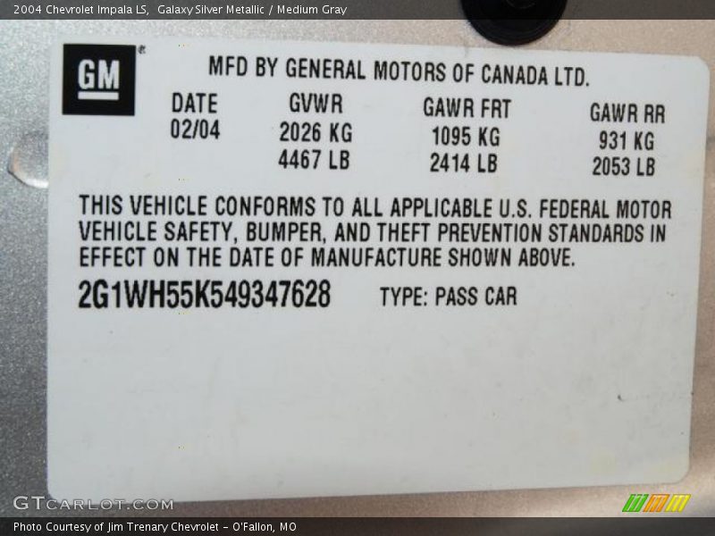 Galaxy Silver Metallic / Medium Gray 2004 Chevrolet Impala LS