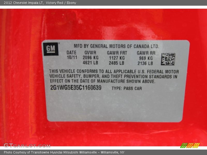 Victory Red / Ebony 2012 Chevrolet Impala LT
