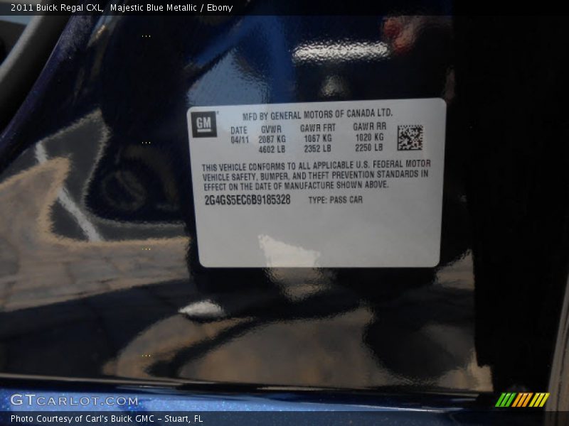 Majestic Blue Metallic / Ebony 2011 Buick Regal CXL