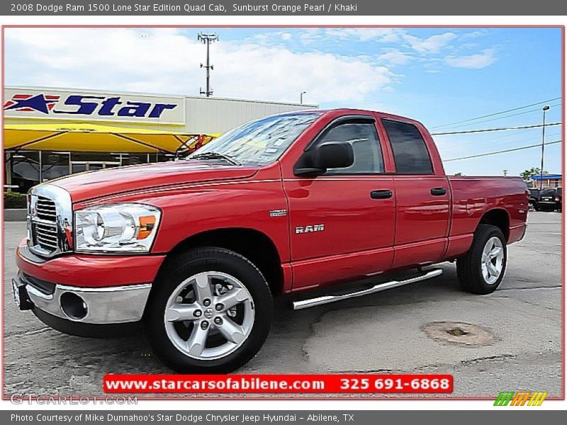 Sunburst Orange Pearl / Khaki 2008 Dodge Ram 1500 Lone Star Edition Quad Cab