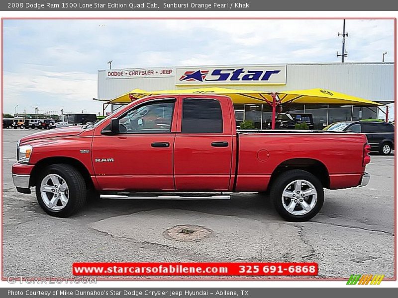 Sunburst Orange Pearl / Khaki 2008 Dodge Ram 1500 Lone Star Edition Quad Cab
