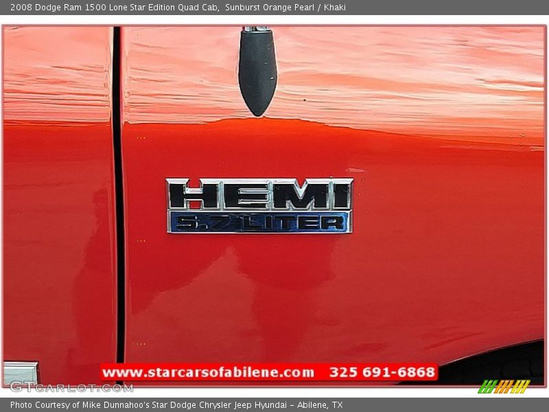 Sunburst Orange Pearl / Khaki 2008 Dodge Ram 1500 Lone Star Edition Quad Cab