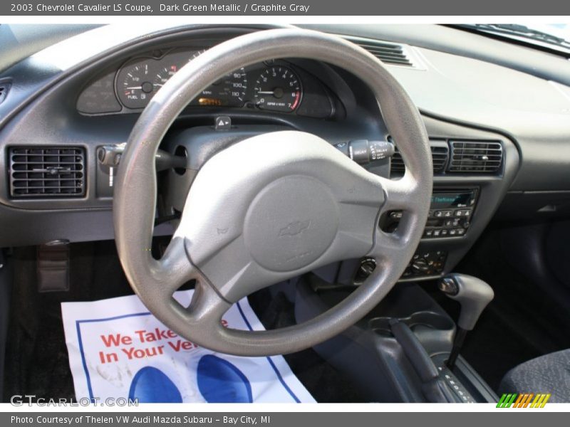 Dark Green Metallic / Graphite Gray 2003 Chevrolet Cavalier LS Coupe