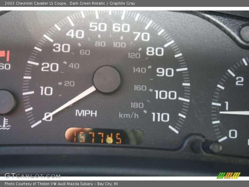 Dark Green Metallic / Graphite Gray 2003 Chevrolet Cavalier LS Coupe