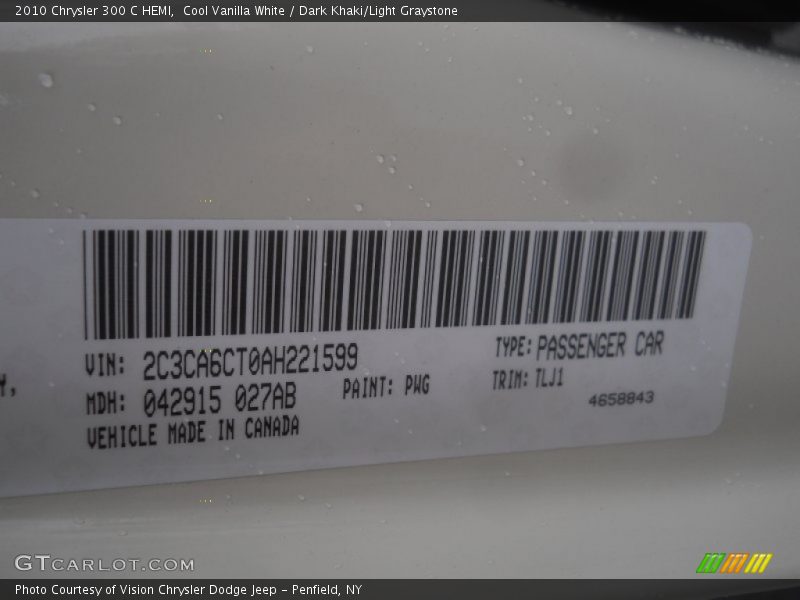 2010 300 C HEMI Cool Vanilla White Color Code PWG