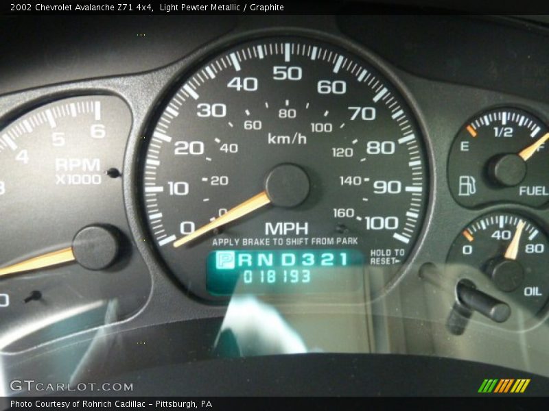 Light Pewter Metallic / Graphite 2002 Chevrolet Avalanche Z71 4x4