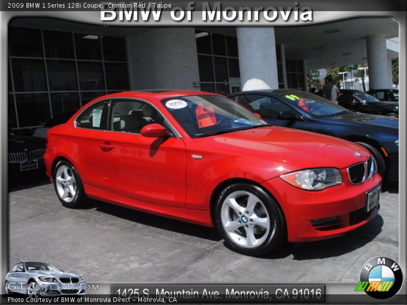 Crimson Red / Taupe 2009 BMW 1 Series 128i Coupe