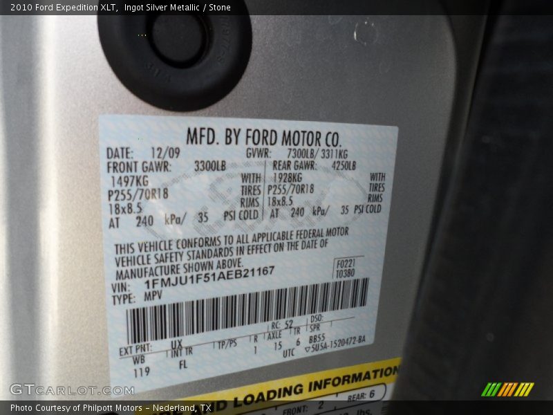 Ingot Silver Metallic / Stone 2010 Ford Expedition XLT