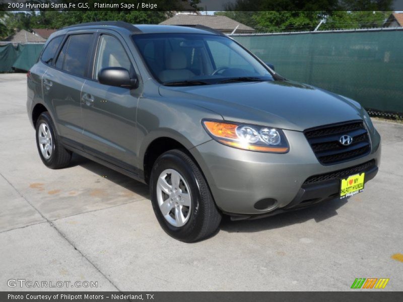 Platinum Sage / Beige 2009 Hyundai Santa Fe GLS