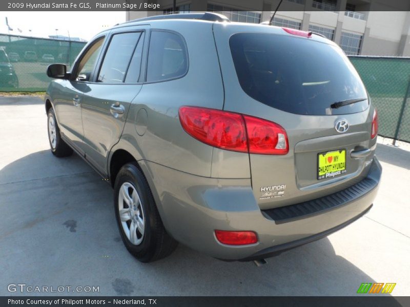 Platinum Sage / Beige 2009 Hyundai Santa Fe GLS