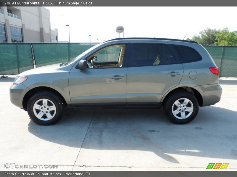 Platinum Sage / Beige 2009 Hyundai Santa Fe GLS