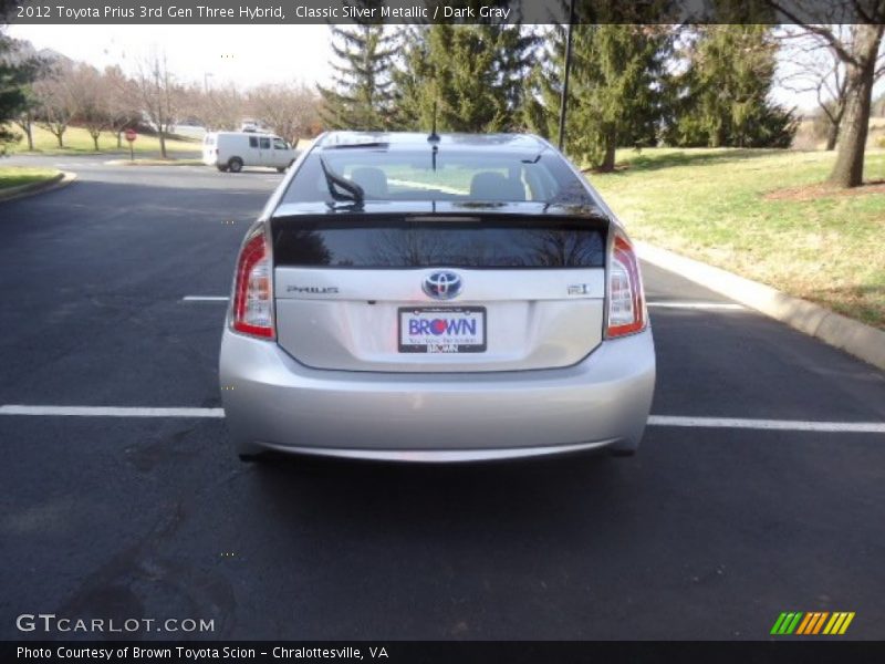 Classic Silver Metallic / Dark Gray 2012 Toyota Prius 3rd Gen Three Hybrid