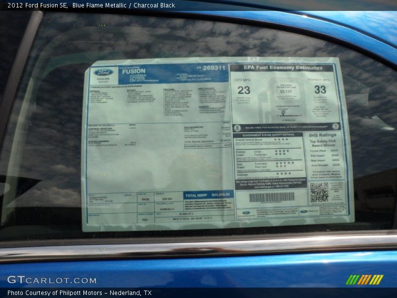 Blue Flame Metallic / Charcoal Black 2012 Ford Fusion SE